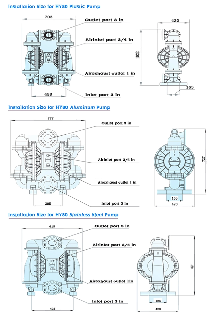 Air Operated PTFE Diaphragm Waste Water Drain Pump