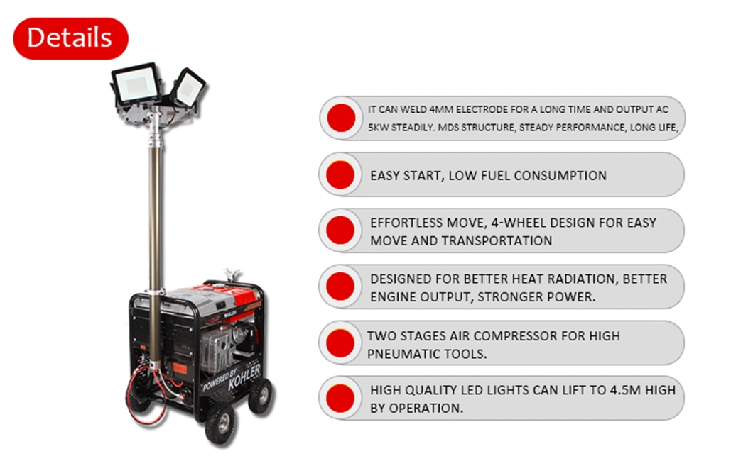 4 in 1 Multi-Functional 5kw 5kVA Welding Generator Portable Diesel Engine 180 AMP Welder Weld Machine